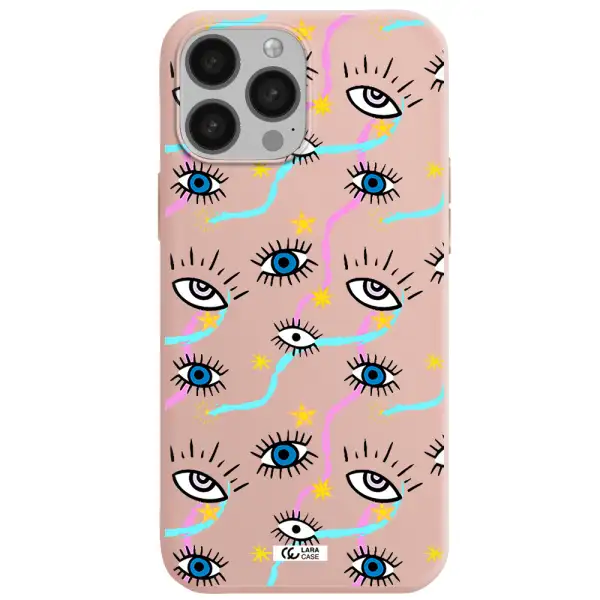 Eye And Ribbon Apple iPhone 13 Pro Max Silicone pastel pink Case