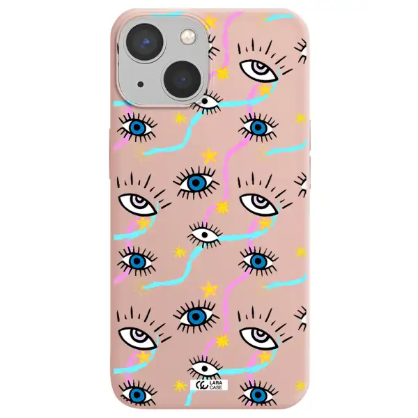 Eye And Ribbon Apple iPhone 13 Silicone pastel pink Case