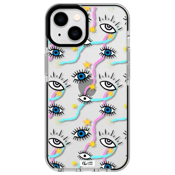 Eye And Ribbon Apple iPhone 14 impact black border Case