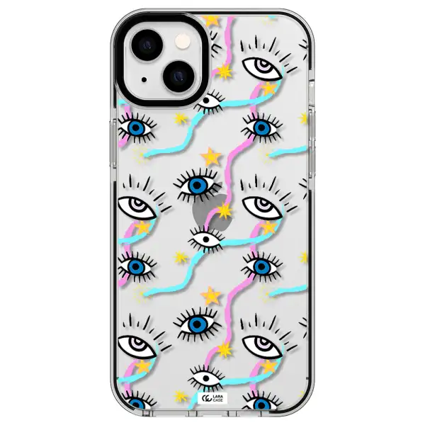 Eye And Ribbon Apple iPhone 14 plus impact black border Case