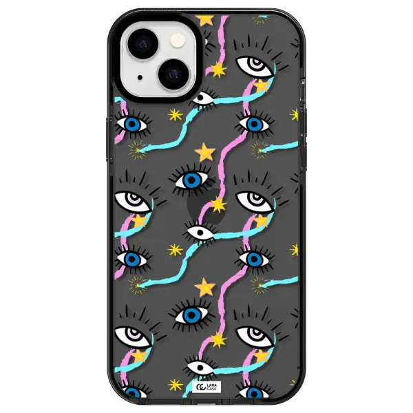 Eye And Ribbon Apple iPhone 14 plus impact Smoke Black Case