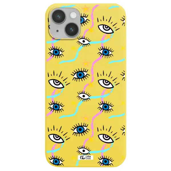 Eye And Ribbon Apple iPhone 14 plus Silicone canary yellow Case