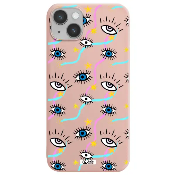 Eye And Ribbon Apple iPhone 14 plus Silicone pastel pink Case