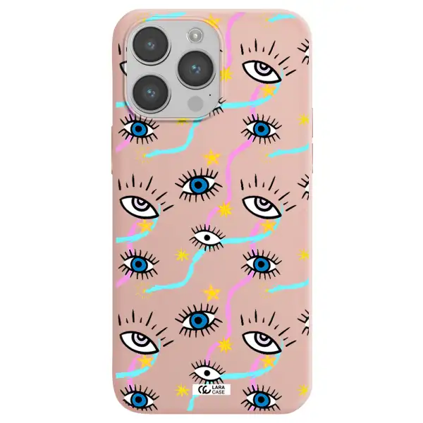 Eye And Ribbon Apple iPhone 14 pro Silicone pastel pink Case