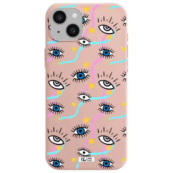 Eye And Ribbon Apple iphone 15 plus Silicone pastel pink Case