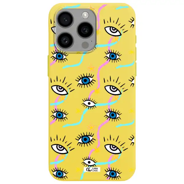 Eye And Ribbon Apple Iphone 15 Pro max Silicone canary yellow Case