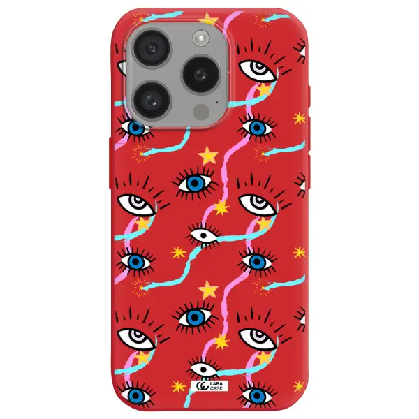 Eye And Ribbon Apple Iphone 15 Pro Silicone Imperial Red Case