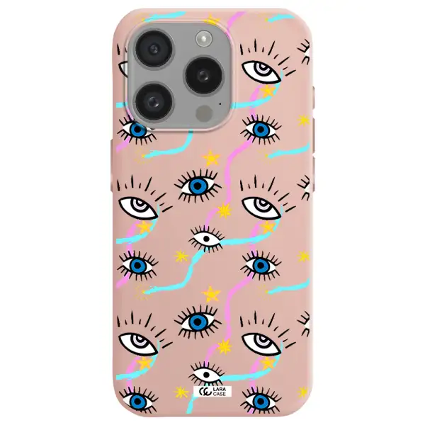 Eye And Ribbon Apple Iphone 15 Pro Silicone Pastel Pink Case