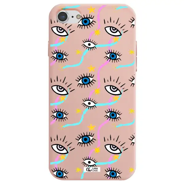 Eye And Ribbon Apple iPhone 7 Silicone pastel pink Case