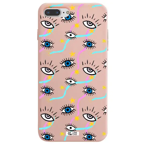 Eye And Ribbon Apple iPhone 8 plus Silicone pastel pink Case