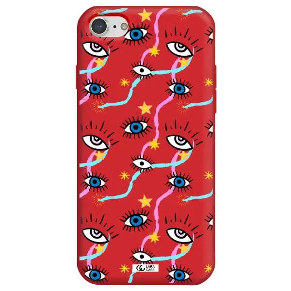 Eye And Ribbon Apple iPhone 8 Silicone Imperial Red Case