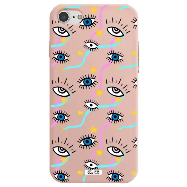 Eye And Ribbon Apple iPhone 8 Silicone pastel pink Case