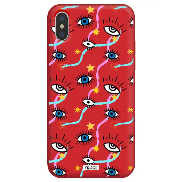 Eye And Ribbon Apple iPhone X Silicone Imperial Red Case
