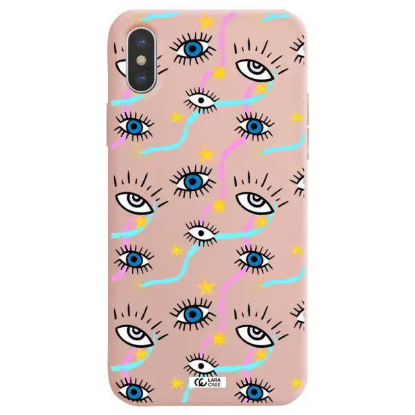 Eye And Ribbon Apple iPhone XS Silicone pastel pink Case