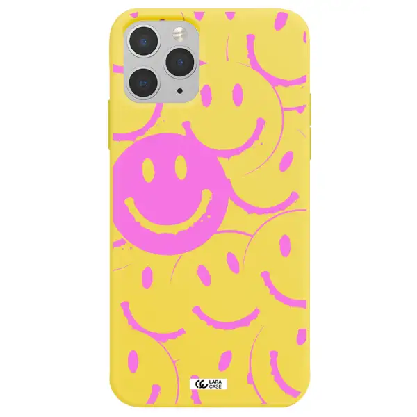 Smile Purple Apple iPhone 11 pro max Silicone canary yellow Case