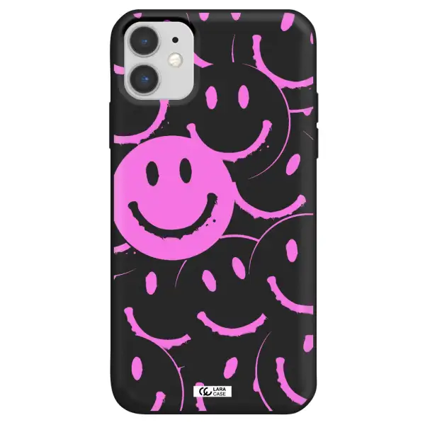 Smile Purple Apple iPhone 11 Silicone black Case
