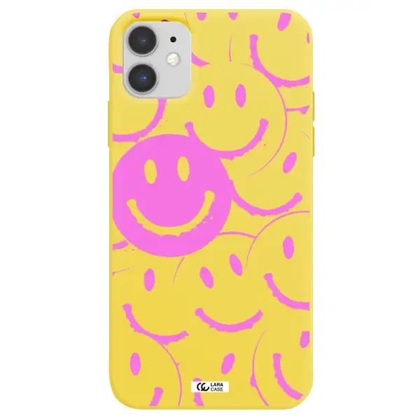 Smile Purple Apple iPhone 11 Silicone canary yellow Case