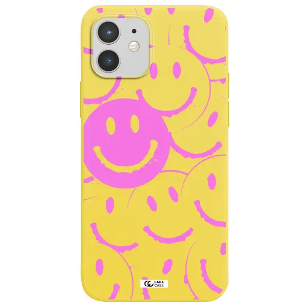 Smile Purple Apple iPhone 12 mini Silicone canary yellow Case