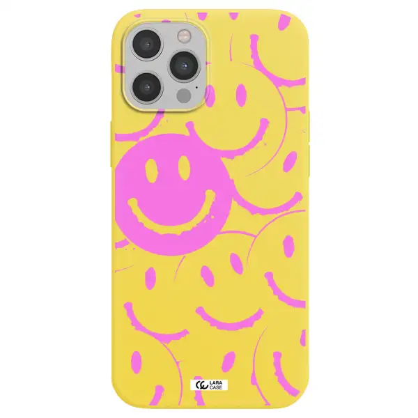 Smile Purple Apple iPhone 12 pro max Silicone canary yellow Case