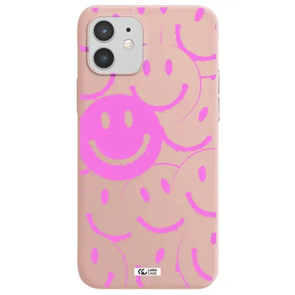 Smile Purple Apple iPhone 12 Silicone pastel pink Case