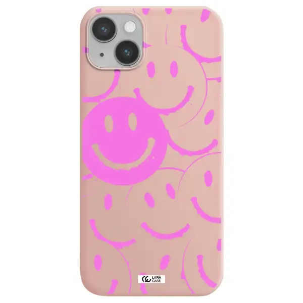 Smile Purple Apple iPhone 14 plus Silicone pastel pink Case