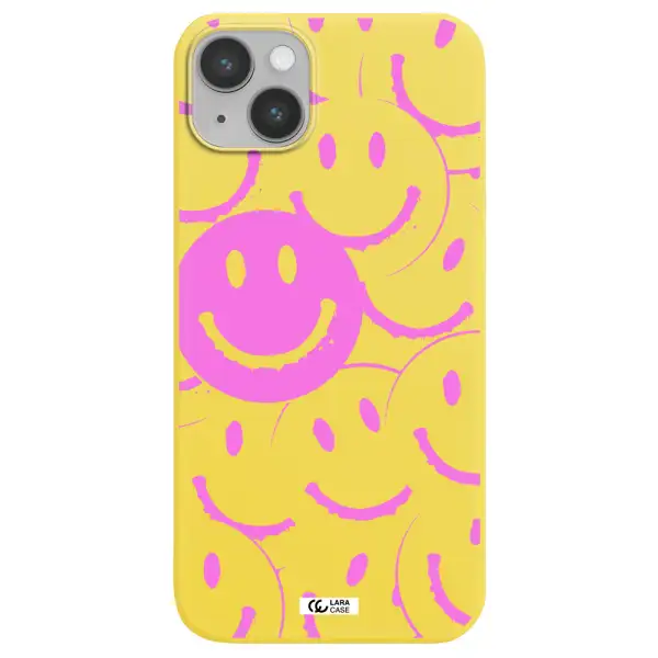 Smile Purple Apple iPhone 14 Silicone canary yellow Case