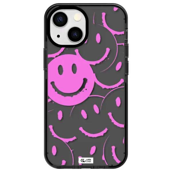 Smile Purple Apple iPhone 15 impact Smoke Black Case