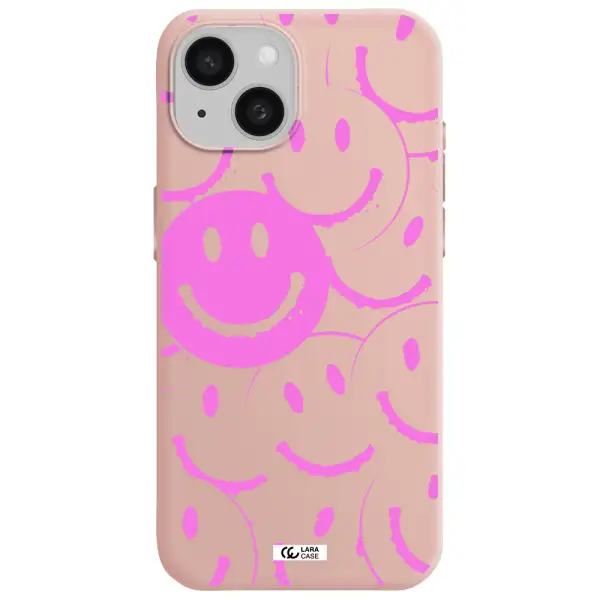 Smile Purple Apple Iphone 15 Silicone Pastel Pink Case