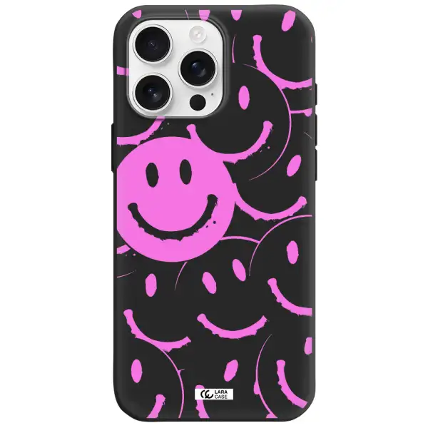 Smile Purple Apple Iphone 16 Pro Max Silicone Black Case