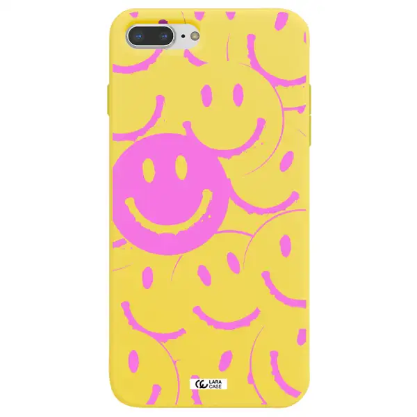 Smile Purple Apple iPhone 7 plus Silicone canary yellow Case