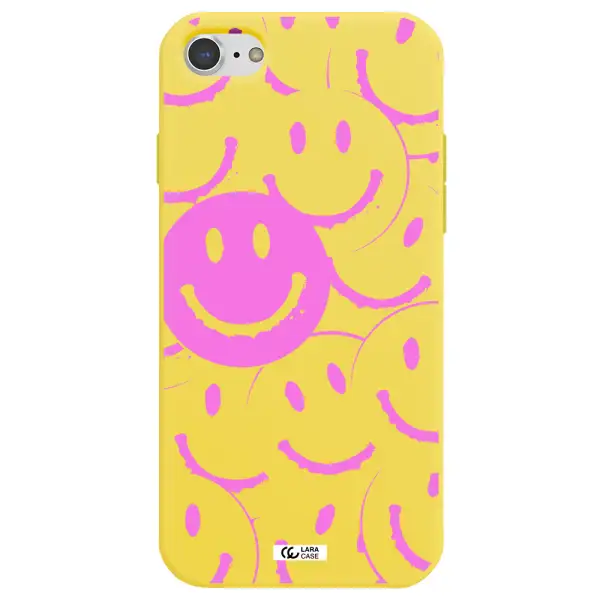 Smile Purple Apple iPhone 8 Silicone canary yellow Case