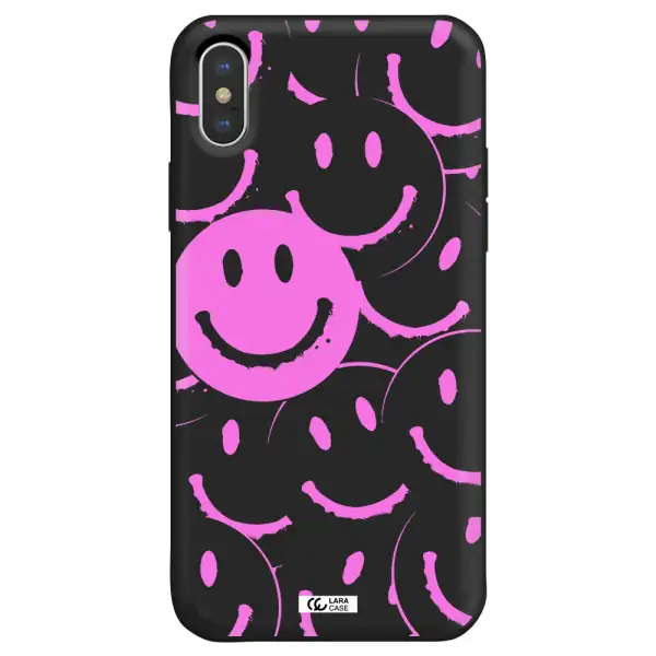 Smile Purple Apple iPhone XS Silicone black Case