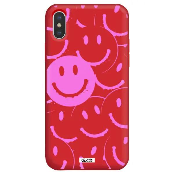 Smile Purple Apple iPhone XS Silicone Imperial Red Case