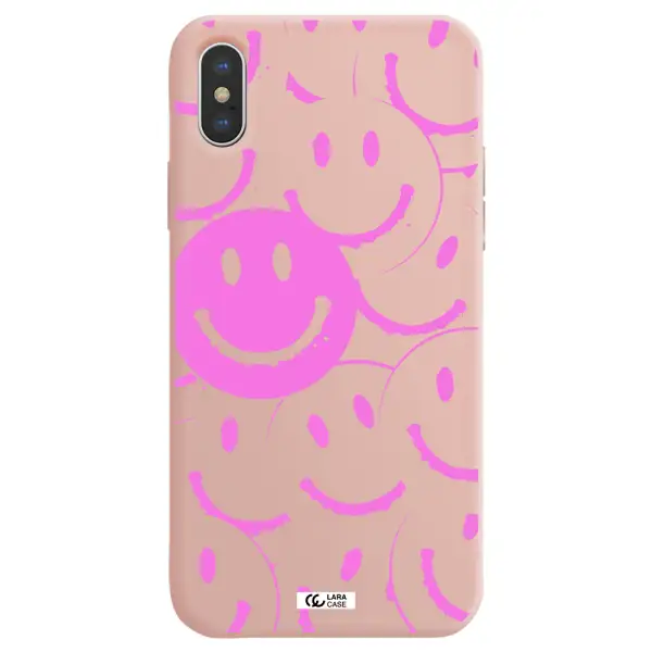 Smile Purple Apple iPhone XS Silicone pastel pink Case