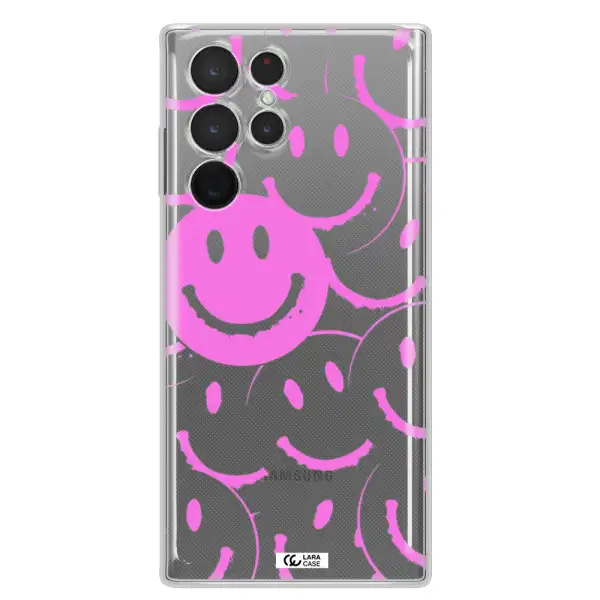 Smile Purple Samsung S 22 Ultra Clear TPU Case