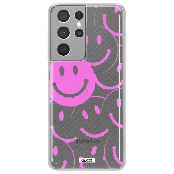 Smile Purple Samsung S21 Ultra Clear TPU Case