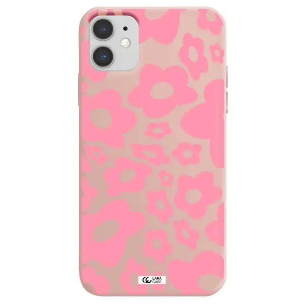 Five Petal Pink Flower Apple iPhone 11 Silicone pastel pink Case