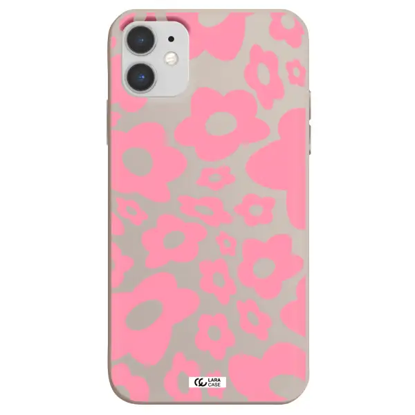 Five Petal Pink Flower Apple iPhone 11 Silicone Stone Case