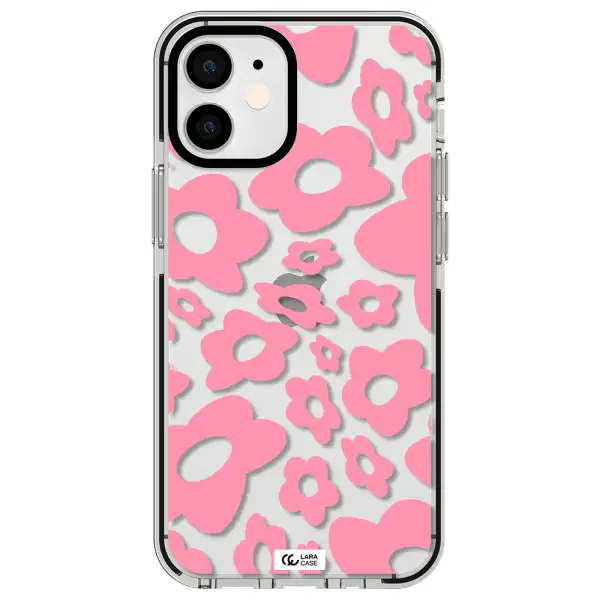 Five Petal Pink Flower Apple iPhone 12 mini impact black border Case