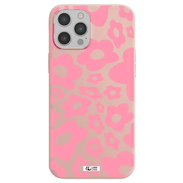 Five Petal Pink Flower Apple iPhone 12 pro Silicone pastel pink Case