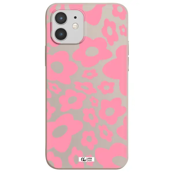 Five Petal Pink Flower Apple iPhone 12 Silicone Stone Case