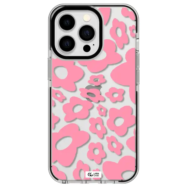 Five Petal Pink Flower Apple iPhone 13 Pro impact black border Case