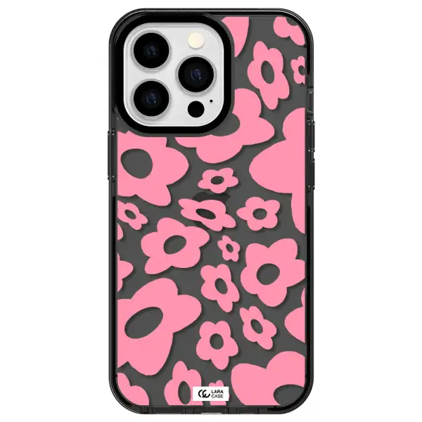Five Petal Pink Flower Apple iPhone 13 Pro impact Smoke Black Case