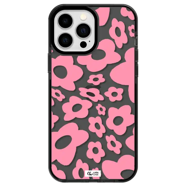 Five Petal Pink Flower Apple iPhone 13 Pro Max impact Smoke Black Case