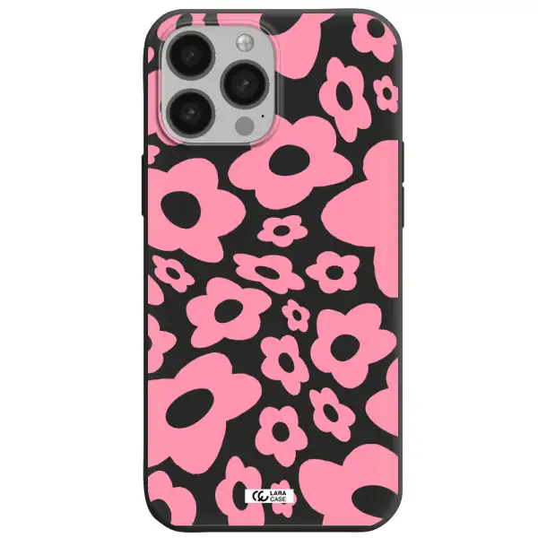 Five Petal Pink Flower Apple iPhone 13 Pro Max Silicone black Case