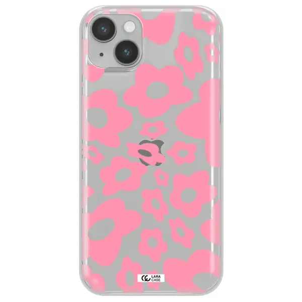 Five Petal Pink Flower Apple iPhone 14 plus Clear TPU Case