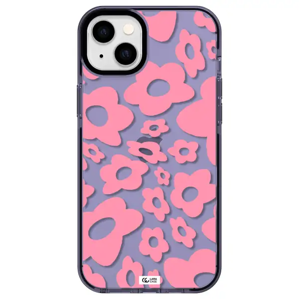 Five Petal Pink Flower Apple iPhone 14 plus impact Lilac Case