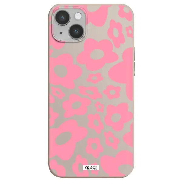 Five Petal Pink Flower Apple iPhone 14 plus Silicone Stone Case