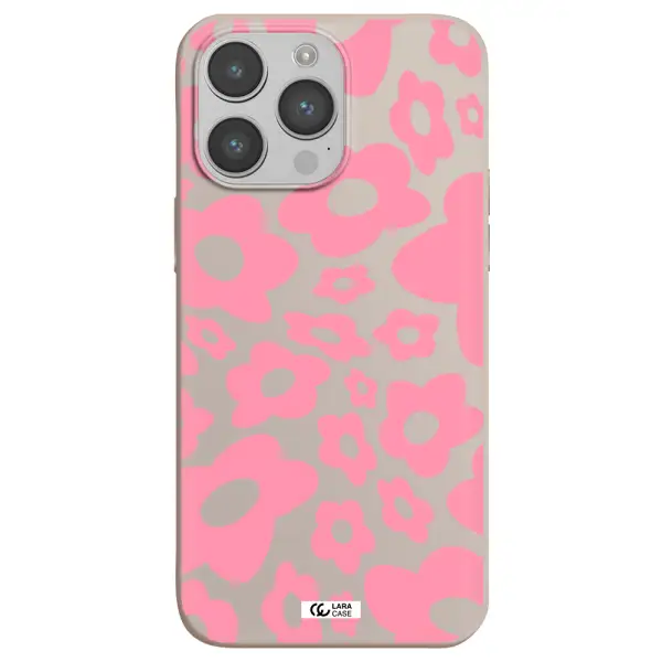 Five Petal Pink Flower Apple iPhone 14 pro max Silicone Stone Case