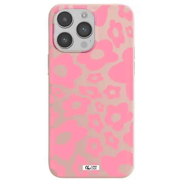Five Petal Pink Flower Apple iPhone 14 pro Silicone pastel pink Case